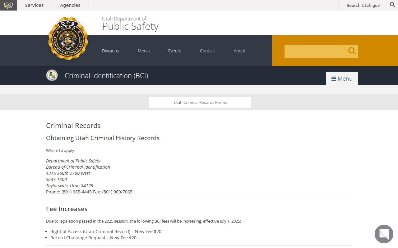 Magna resident lookup Utah BCI criminal records access