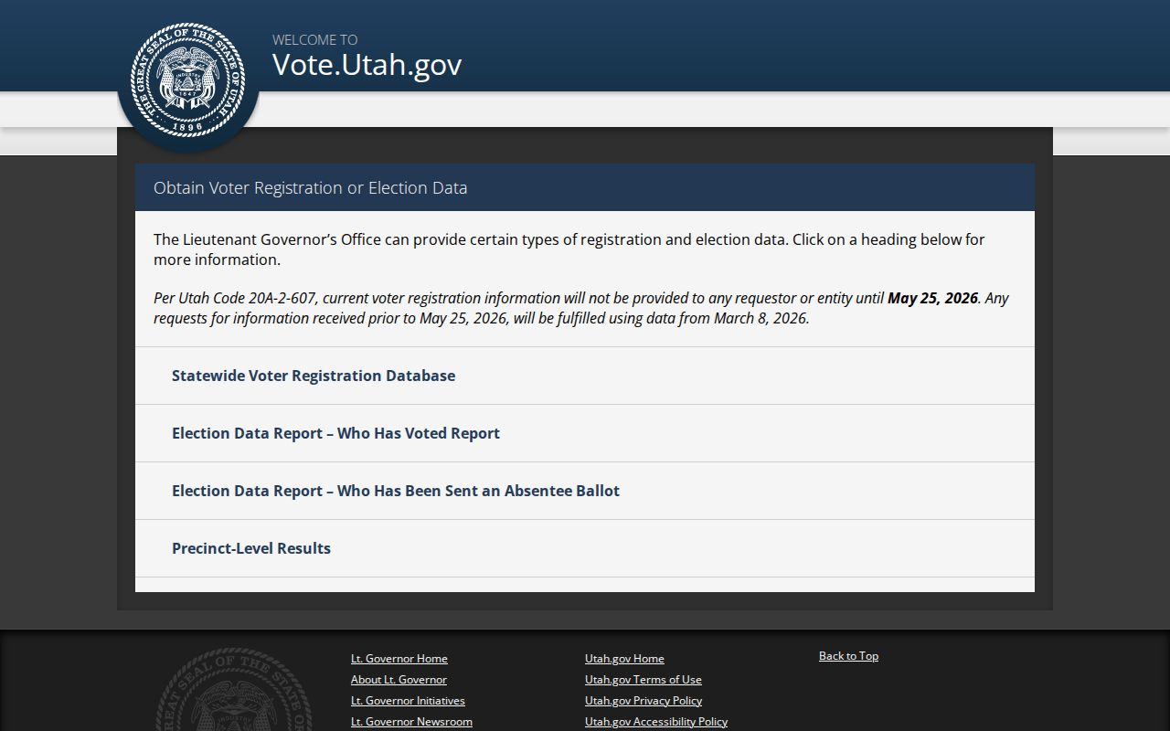 Magna ZIP code directory Utah voter data request